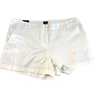 J. Crew Women's White Cotton 3.5 Classic Chino Shorts with Pockets Size 16 NWT